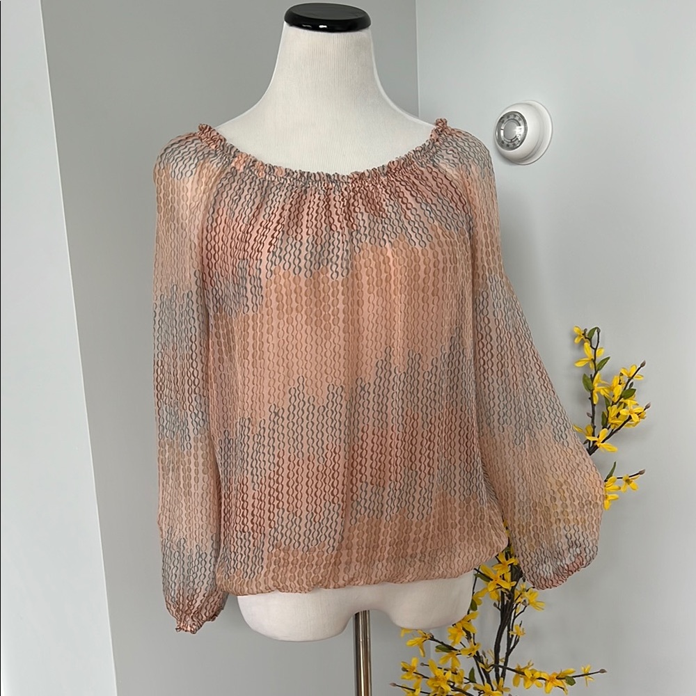 Elegant Peach and Gray Women's Top